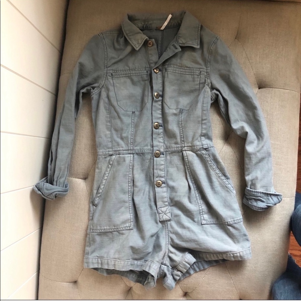 Free people jean romper